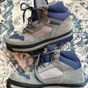 Brand New Vintage Raichle Swiss Hiking Boot Blue and Gray Women’s Size 8.5